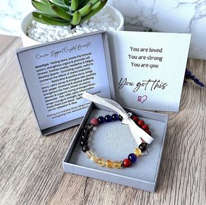 Cancer support crystal bracelet - you got this gift card -  handmade 8mm beads with you got this card from sally at the holistic hamper