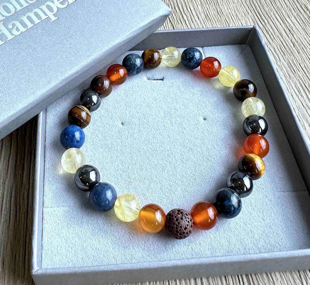 Leo zodiac crystal bracelet handmade by sally from the holistic hamper crystals UK