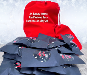 Christmas Crystal 24 day Advent Calendar 2024 in velvet bag with 24 black envelope gifts