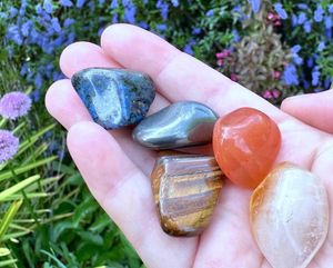 Leo star sign crystals gift set, zodiac crystals with five tumbled stones