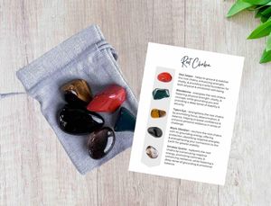 Root chakra five tumbled stones crystal set with properties card and gift bag