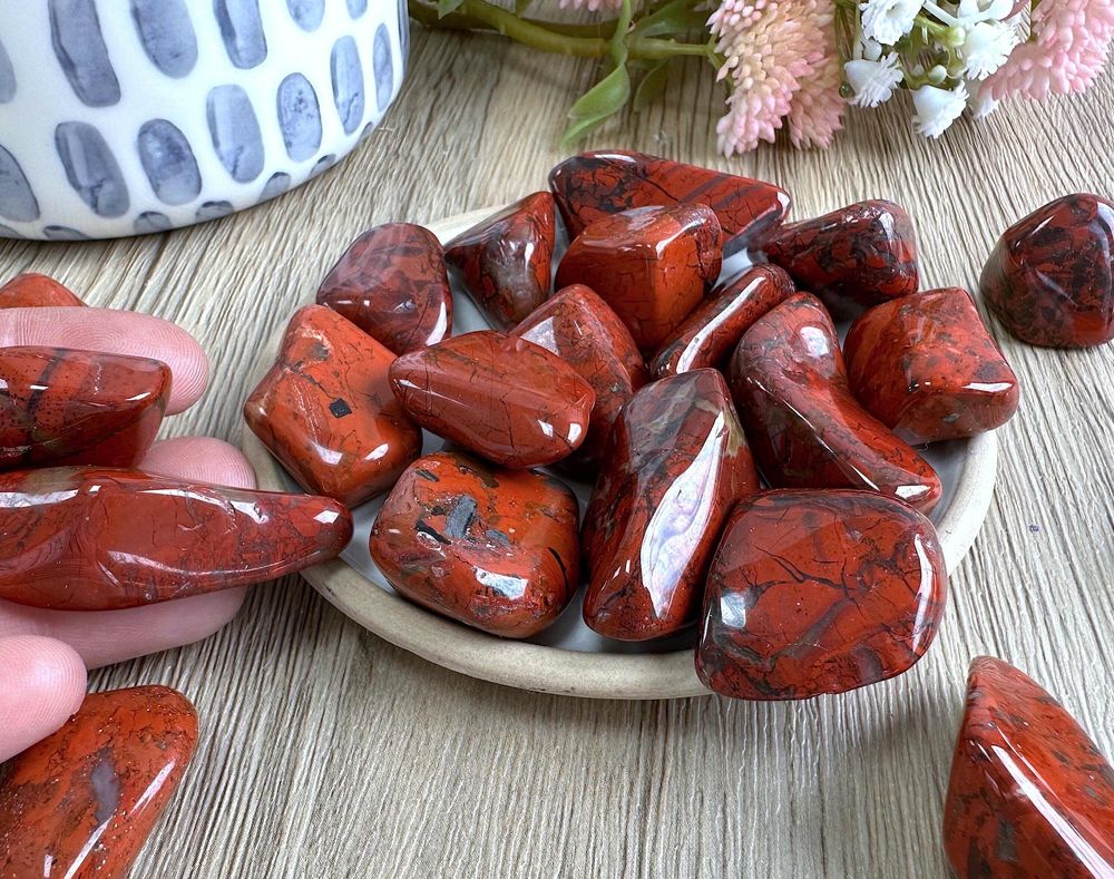 red brecciated jasper tumbled stones, The Holistic Hamper Crystals UK