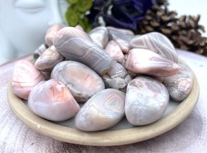 pink bostwana agate tumble stones, crystal shop uk