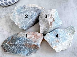 large rough trolleite crystal stone, rare blue and white crystal with number options