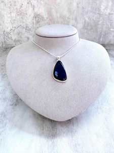 blue flash labradorite freeform sterling silver crystal pendant on optional chain