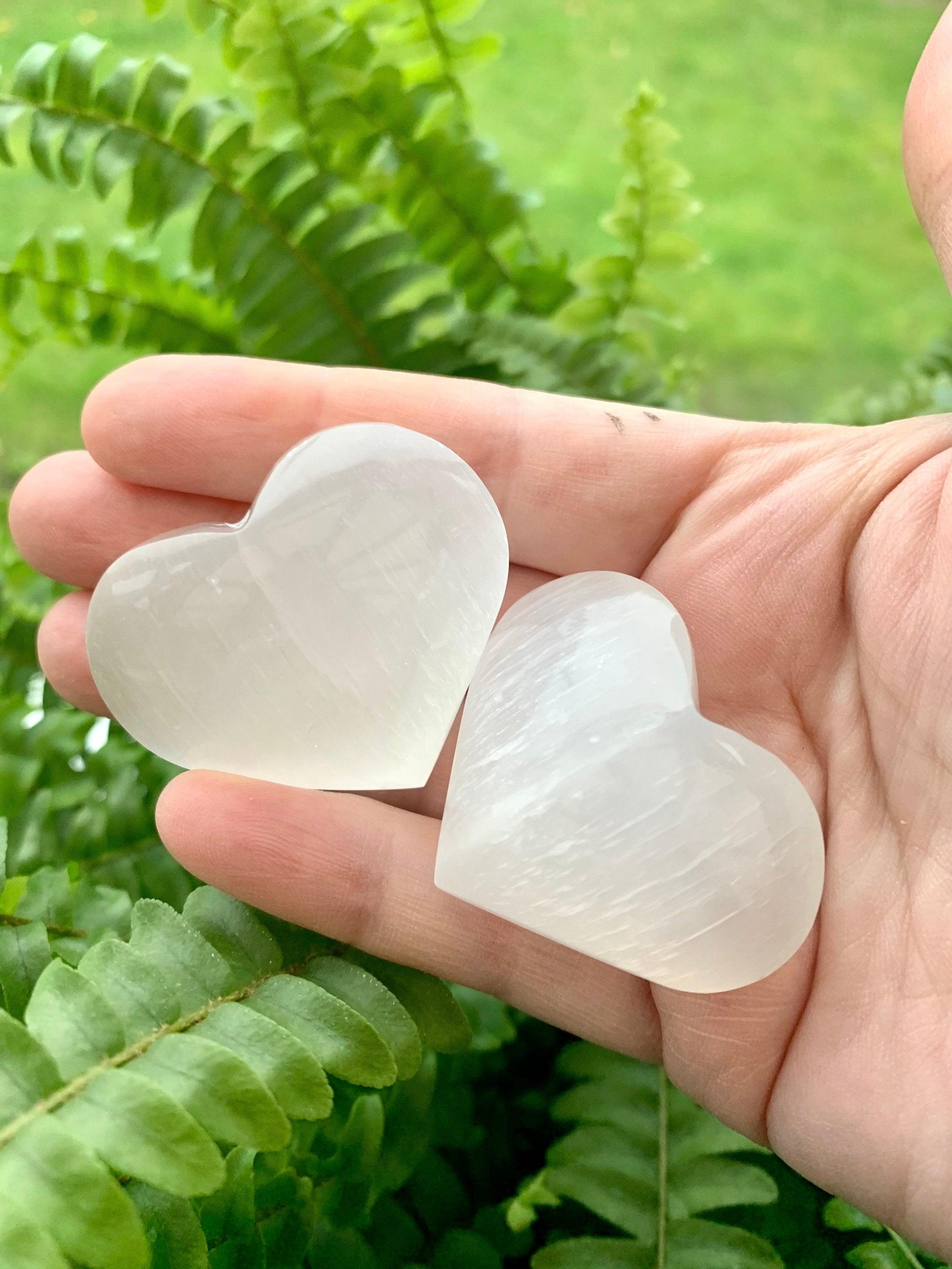 White Selenite hearts