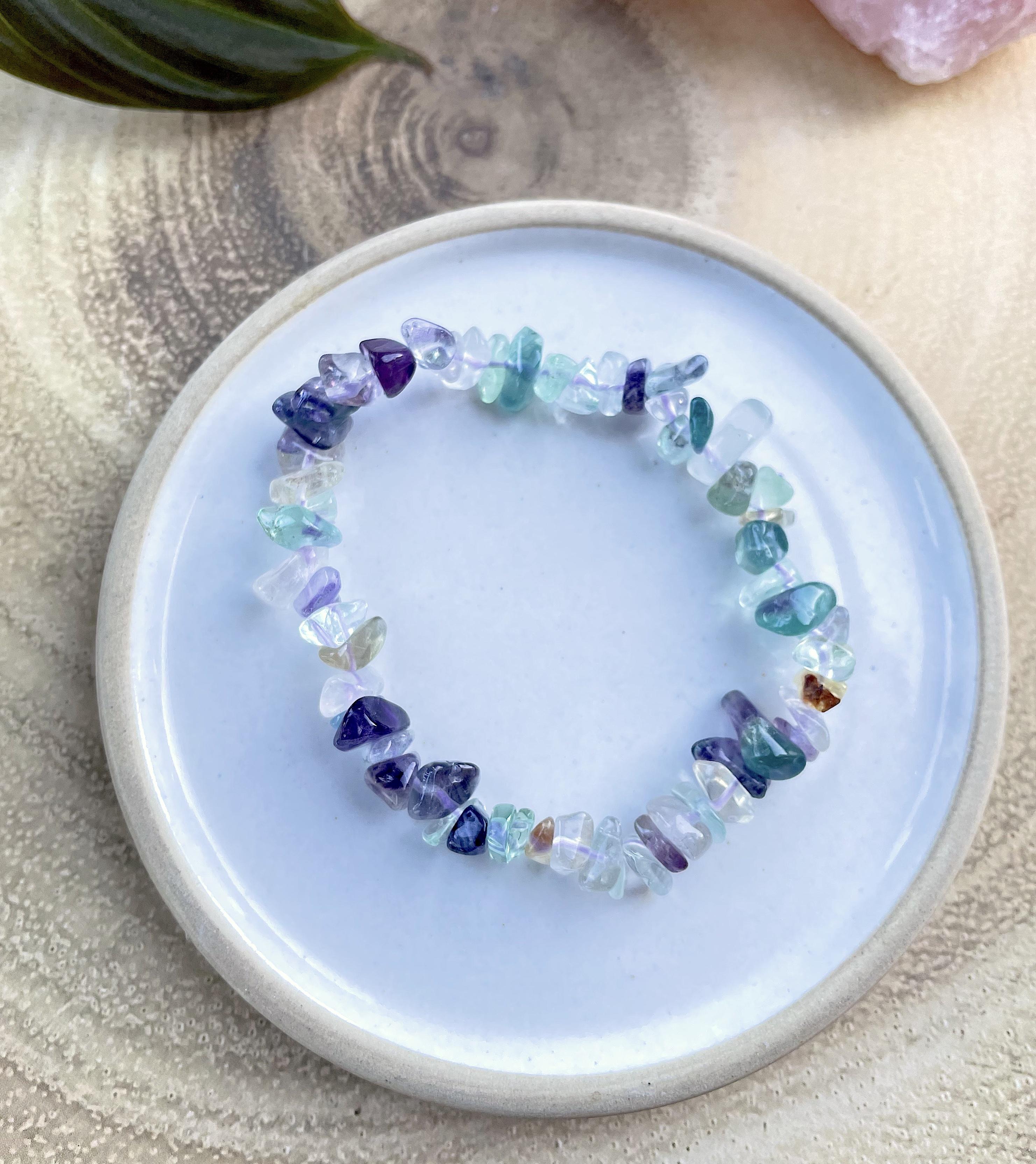Rainbow Fluorite Crystal Chip Bracelet, The Holistic Hamper, online crystal healing shop UK