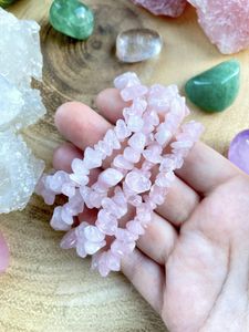 Rose Quartz Crystal Chip Bracelet, online crystal healing shop UK