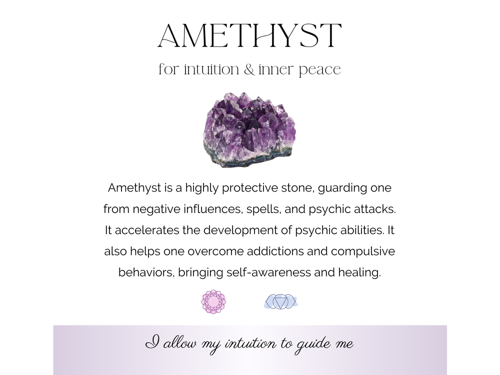 Amethyst crystal information card