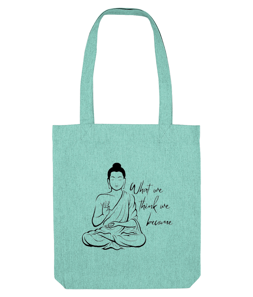 Buddha tote bag mint with what we think we become quote, the holistic hamper