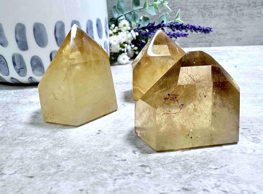 Natural Citrine Points, Solar Plexus Wealth Crystals