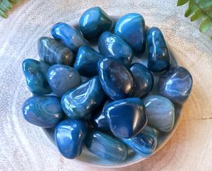 Blue Striped Banded Agate Crystal Healing Tumble Stone, The Holistic Hamper, online crystal shop UK