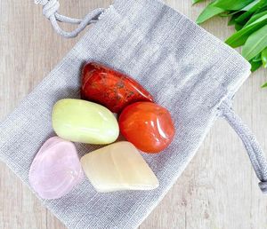fertility five stones crystal set with cotton gift bag