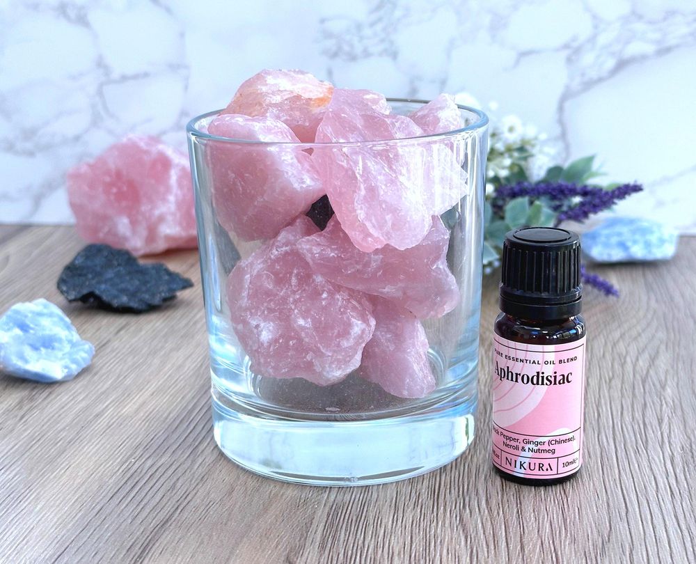 rose quartz crystal diffuser in glass votive jar from the holistic hamper with oil blend