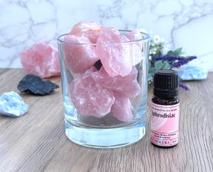 rose quartz crystal diffuser in glass votive jar from the holistic hamper with oil blend