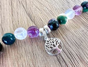 Peaceful serenity calming crystal bracelet with sterling silver tree of life in a box