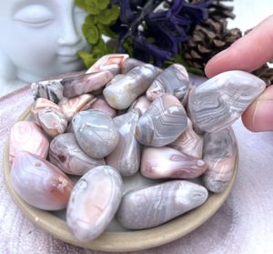 pink bostwana agate tumble stones, crystal shop uk