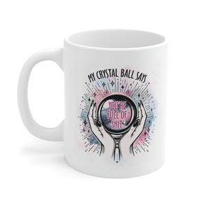 White Funny Crystal Mug with ‘Full of Shit’ quote, Gift for Crystal Lovers, sarcastic mug