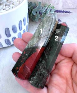 two african bloodstone crystal towers red and green