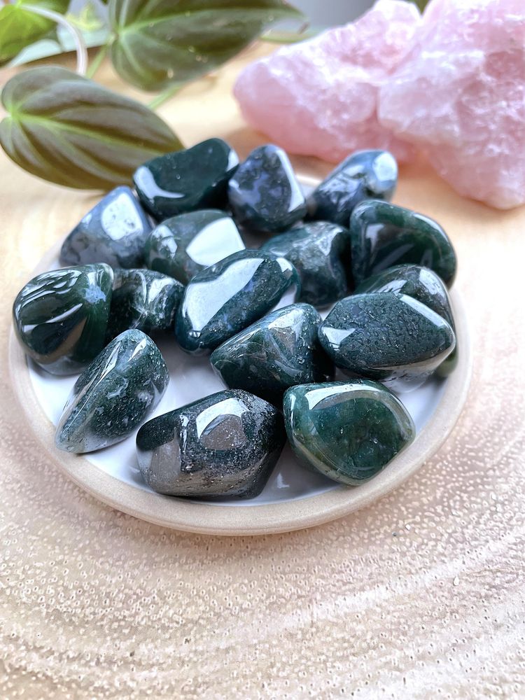 Green Moss Agate Crystal Tumble Stone, Crystal Online Shop