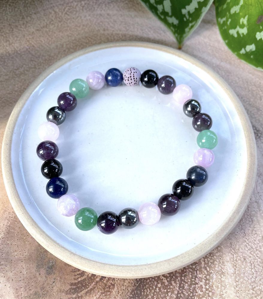 Anxiety & Stress Beaded Crystal Bracelet, Our beautiful handmade crystal beaded bracelet is designed for stress relief with crystals with combined energies that are believed to help with stress, anxiety relief, calming and protection.