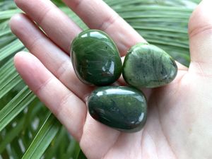 Green Nephrite jade tumble stone, The Holistic Hamper Crystal Shop UK