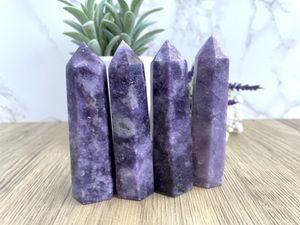 purple mica lepidolite crystal towers set of 4 from The holistic hamper UK crystal shop