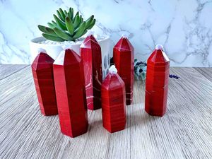 Group of red jasper crystal towers