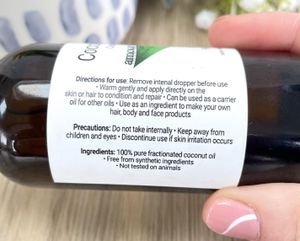 Coconut oil 100ml brown bottle, the holistic hamper natural skincare