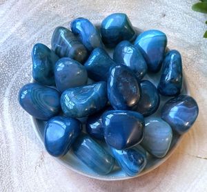 Blue Striped Banded Agate Crystal Healing Tumble Stone, The Holistic Hamper, online crystal shop UK