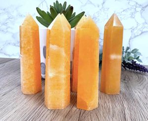 orange calcite crystal towers