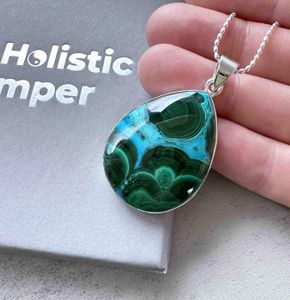teardrop shape mallacolla sterling silver pendant on a chain
