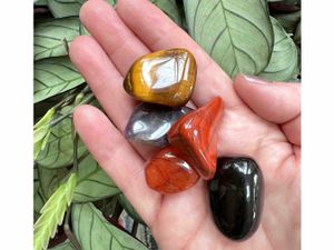 Men’s Crystal Set for Strength, Focus & Protection with five polished tumbled stones