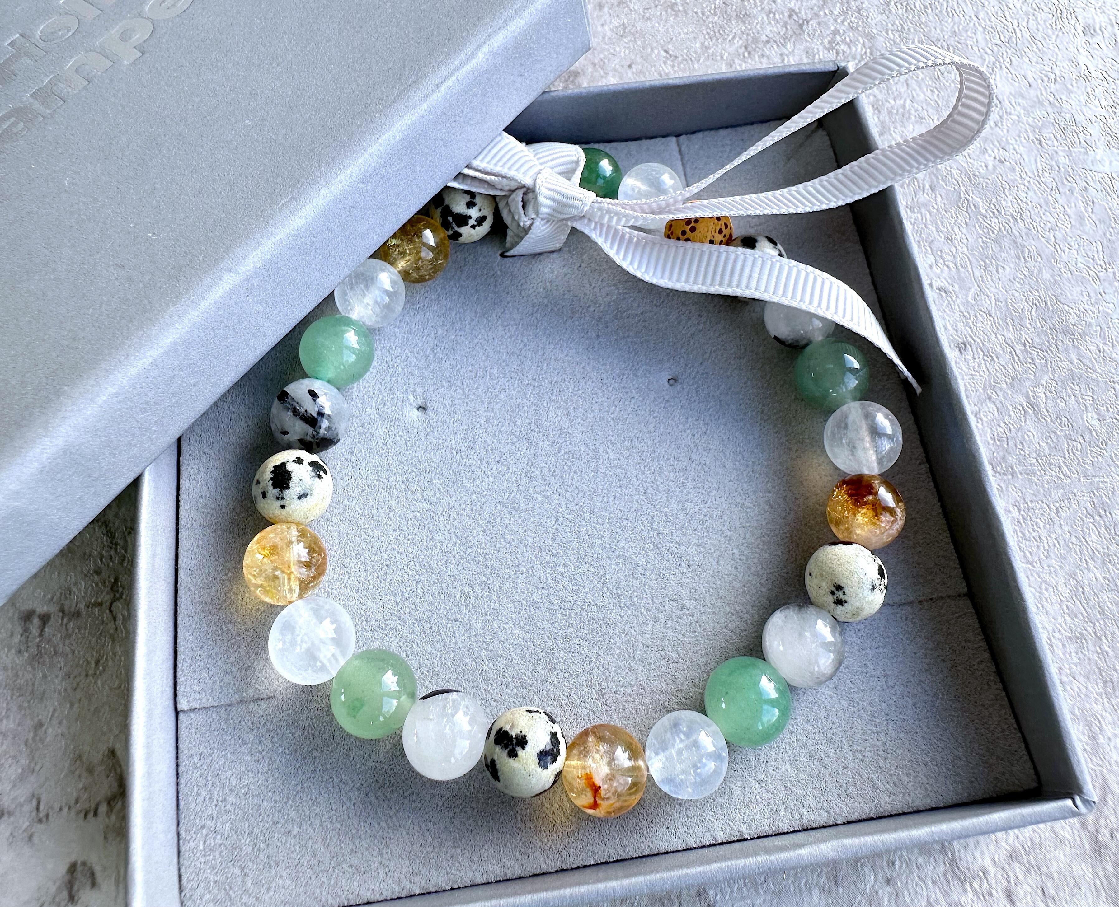 Natural Crystal Gemstone Bracelet - Chakra Healing Stones, Stretch Beads, Rose Quartz, Reiki Jewelry Gift