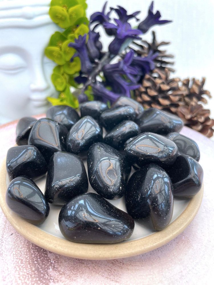 Apache Tears Obsidian Tumble Stone Crystal - Support for Grief & Bereavement, The Holistic Hamper, online crystal shop UK