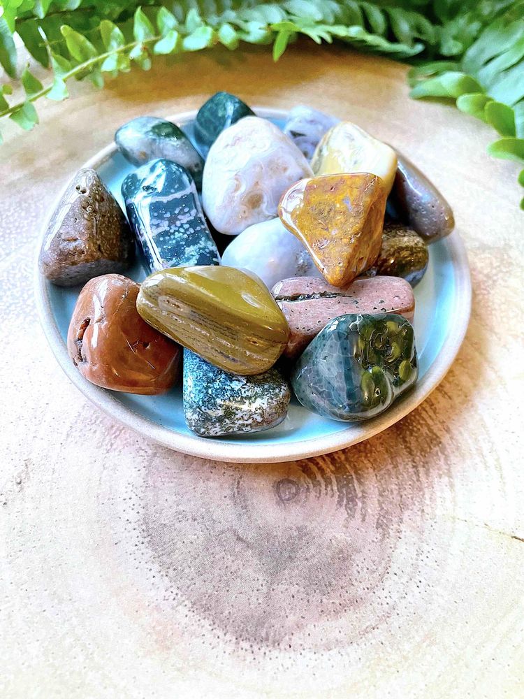 Ocean Jasper tumble stone, crystal for positivity, happiness, The Holistic Hamper, online crystal shop UK