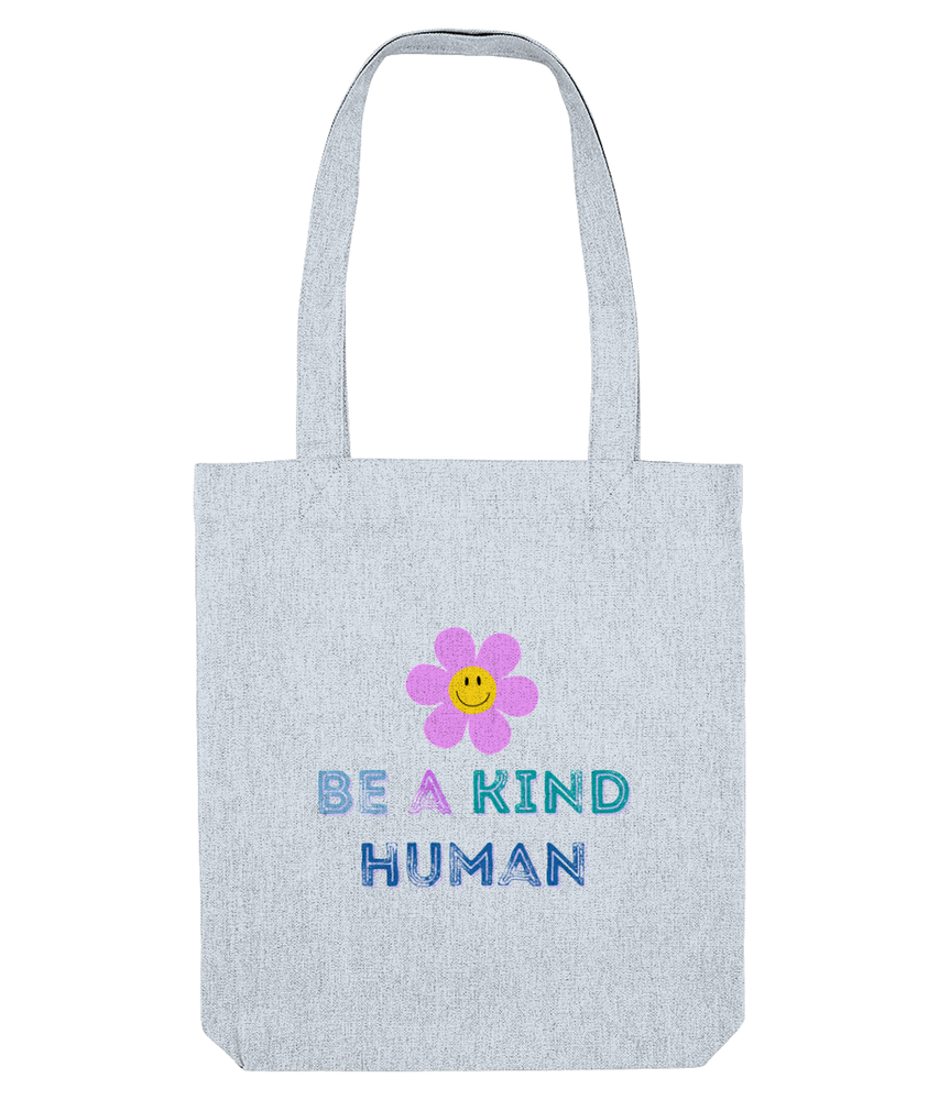 be a kind human cotton tote bag in pastel blue, the holistic hamper