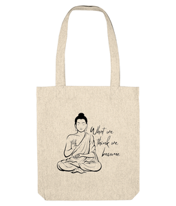 Buddha tote bag natural with what we think we become quote, the holistic hamper