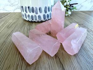 pink Rose quartz towers from Mozambique, the holistic hamper crystals