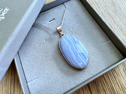 Blue Chalcedony Tumble Stone, Friendships & Love, UK Online Crystal Shop