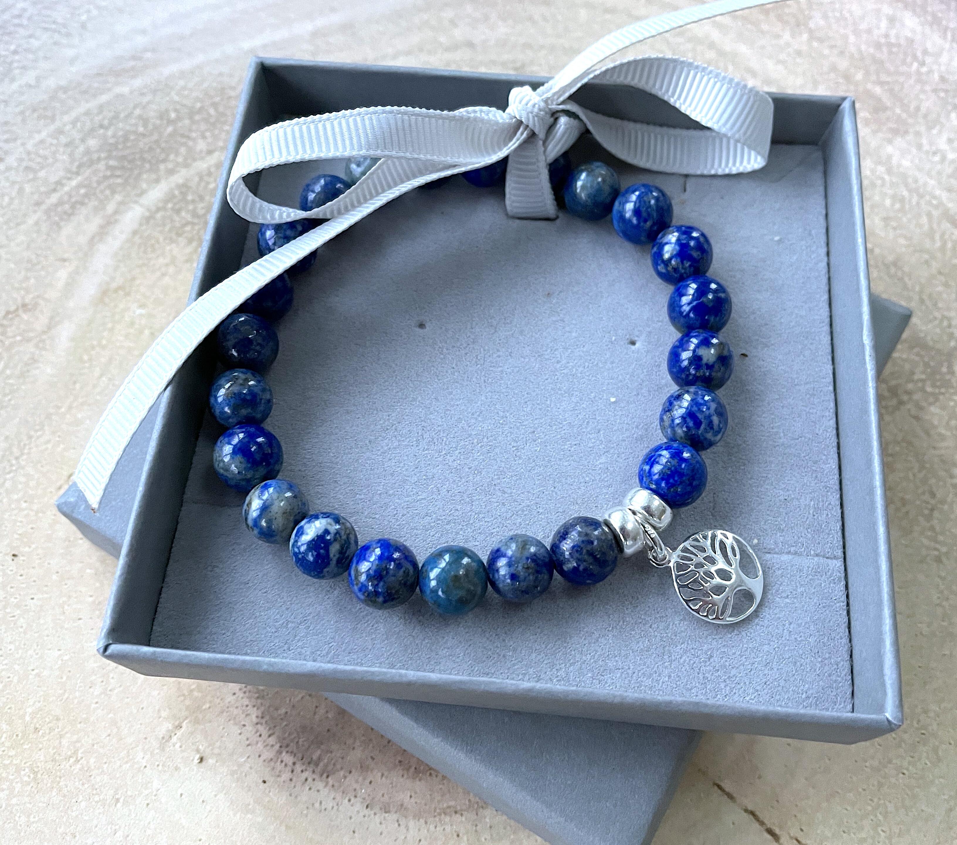 lapis lazuli sterling silver charm bracelet
