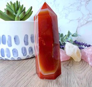 orange banded carnelian crystal tower 169g in weight