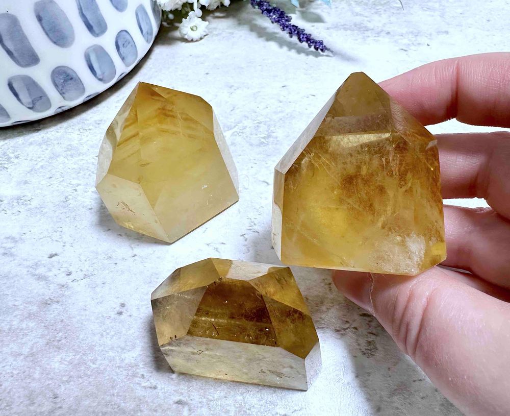 Natural Citrine Points, Solar Plexus Wealth Crystals