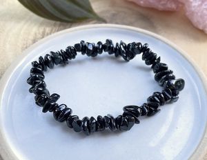 Black Tourmaline chip bracelets, gemstone bracelet gifts, crystal shop