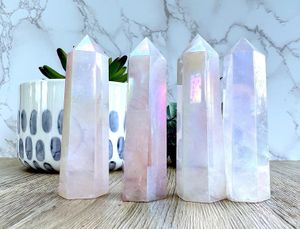 aura rose quartz towers, crystal towers from the holistic hamper crystals