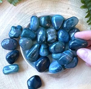 Blue Striped Banded Agate Crystal Healing Tumble Stone, The Holistic Hamper, online crystal shop UK