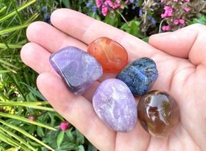 Memory and focus crystals set on hand