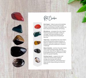 Root chakra five tumbled stones crystal set with properties card