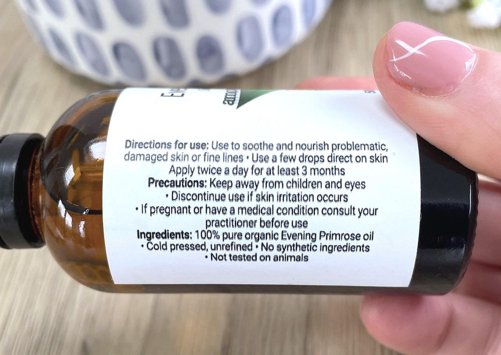 organic evening primrose oil 50ml in brown bottle with  dropper, the holistic hamper