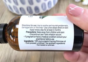 organic evening primrose oil 50ml in brown bottle with  dropper, the holistic hamper